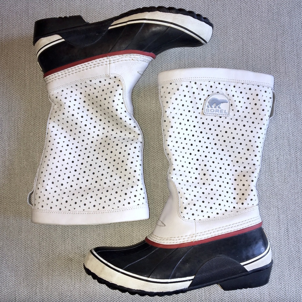 Sorel Sorelli Tall White Waterproof Boots Size 10